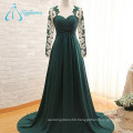 A-Line Lace Plus Size Pleat Tulle Long Sleeve Evening Dress